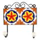 Ceramic Floral Tile Wall Hook in Orange